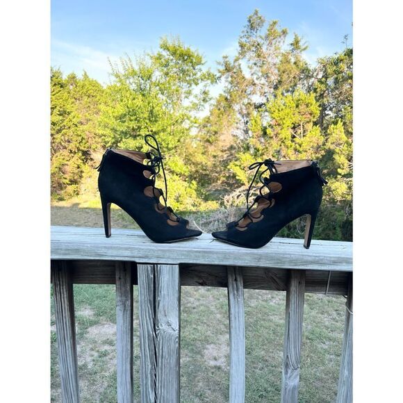 Nine West Peep Toe Lace up Heels - Picture 2 of 11